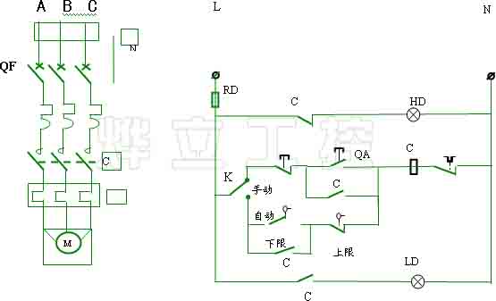 水位控制信號(hào)控制補(bǔ)水泵的電氣原理圖
